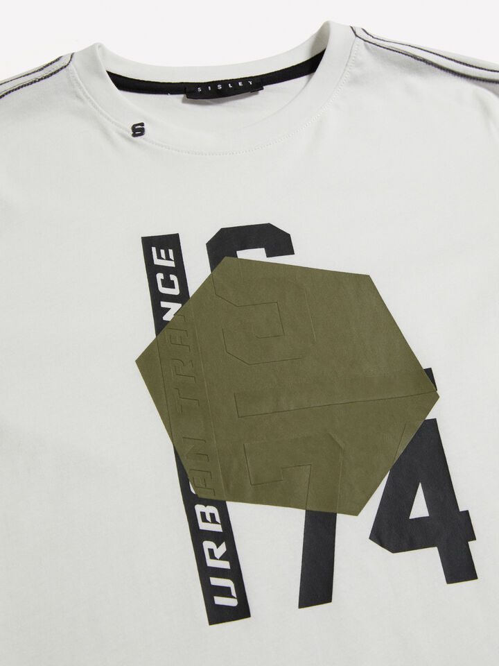 White t-shirt with embossed print - boys' long sleeve t-shirts - White | Sisley Young image number 2